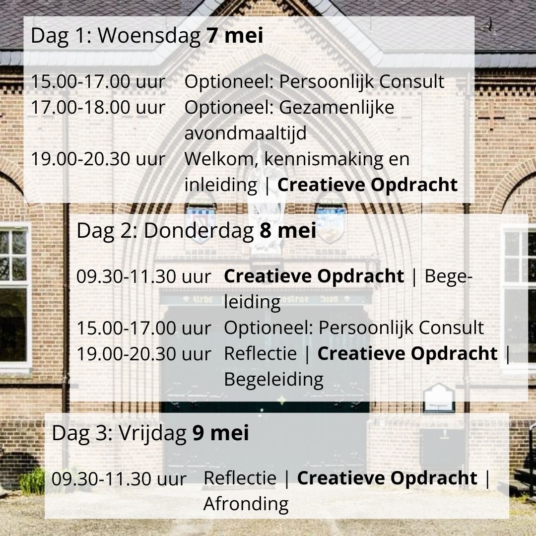 programma schildervakantie creatieve retraite mei 2025